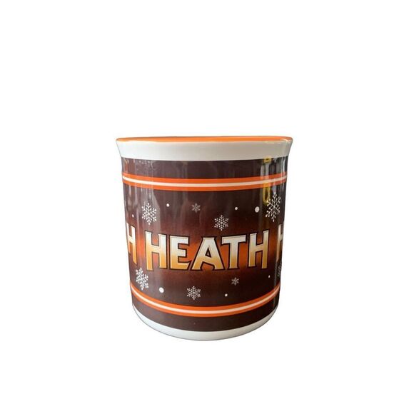 Pre Owned Heath Coffee Mug Cup White Brown Orange Snowflake Hershey Chocolate - Picture 3 of 10
